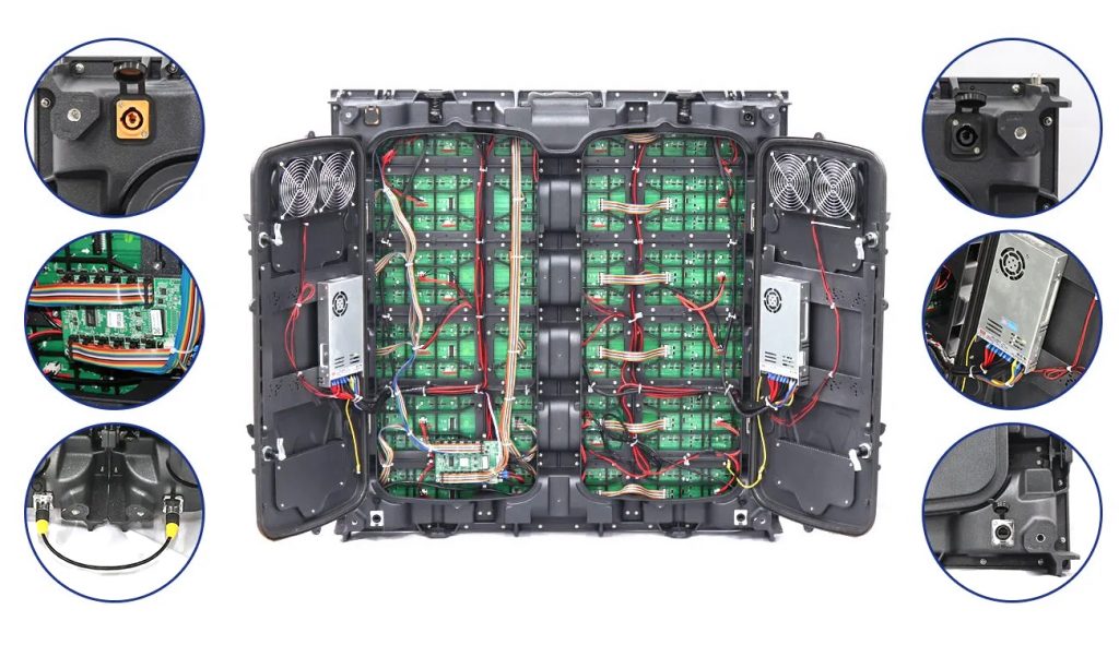 file01665538381991 LED Display Manufacturer in China EagerLED Rear access LED display cabinet with open service doors power supplies and receiving hardware