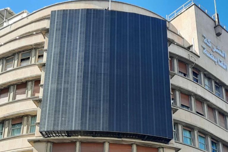 Algeria P5.2-10.4 outdoor transparent LED screen.