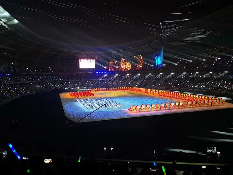 Transparent LED screen in the stadium