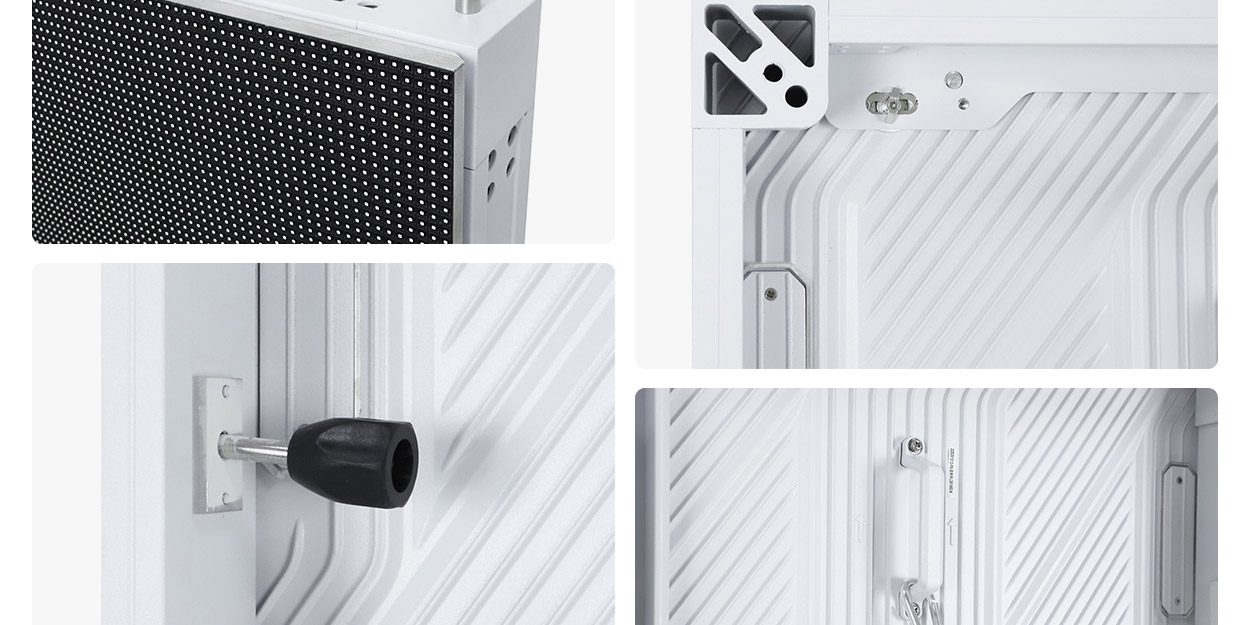 Advertising LED Display 3 EA960F4 aluminum LED cabinet with quick locks, positioning pins and module safety tethers
