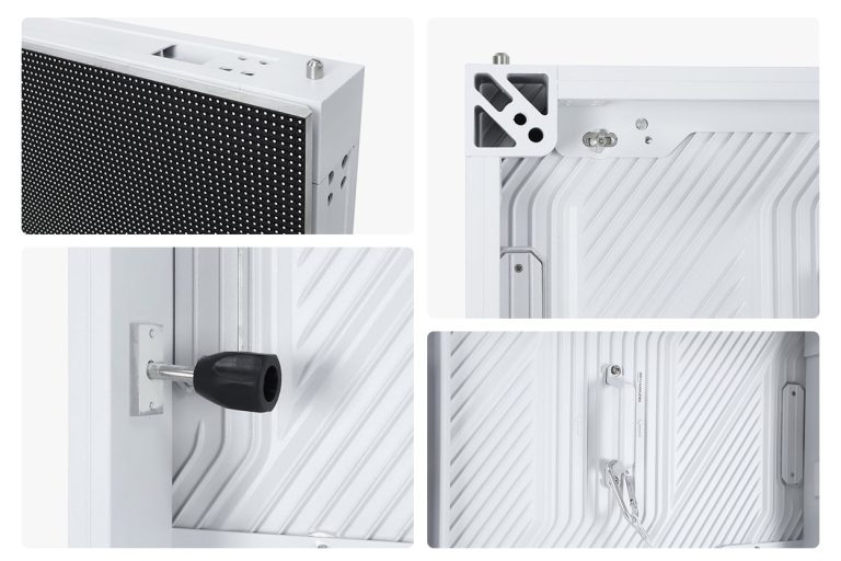Advertising LED Display 3 EA960F4 aluminum LED cabinet with quick locks, positioning pins and module safety tethers