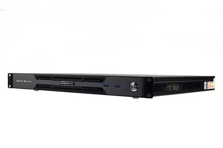 Novastar ET1S-G Media Server Rack-mount media server front panel with USB 3.0 ports and power button, 1U chassis design