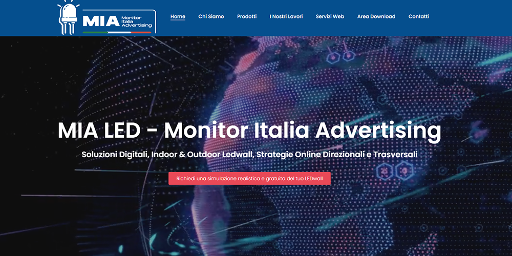 16 Monitor Italia Advertising MIALEDLED Screen Manufacturer LED Display Manufacturer in China EagerLED Hero banner for MIA LED Monitor Italia Advertising with blue header and futuristic digital backdrop headline MIA LED Monitor Italia Advertising