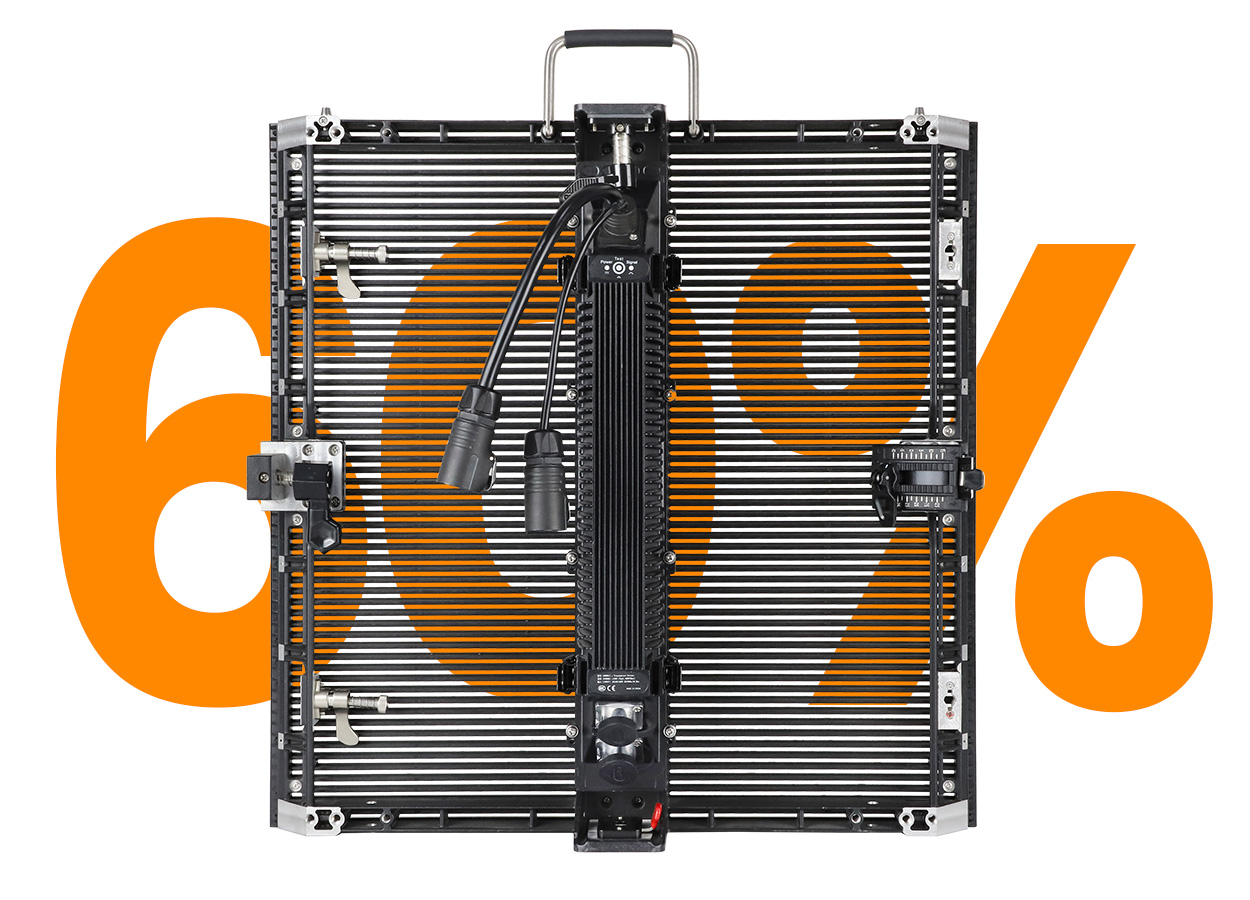 EA1000TOR500x500 LED Display Manufacturer in China EagerLED Cooling radiator with a bold orange 67 graphic in the background suggesting a statistic about efficiency or performance of the system