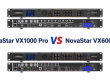 Rack-mount NovaStar VX1000 Pro and VX600 Pro LED video processors with a central comparison banner reading 'NovaStar VX1000 Pro VS NovaStar VX600 Pro'.