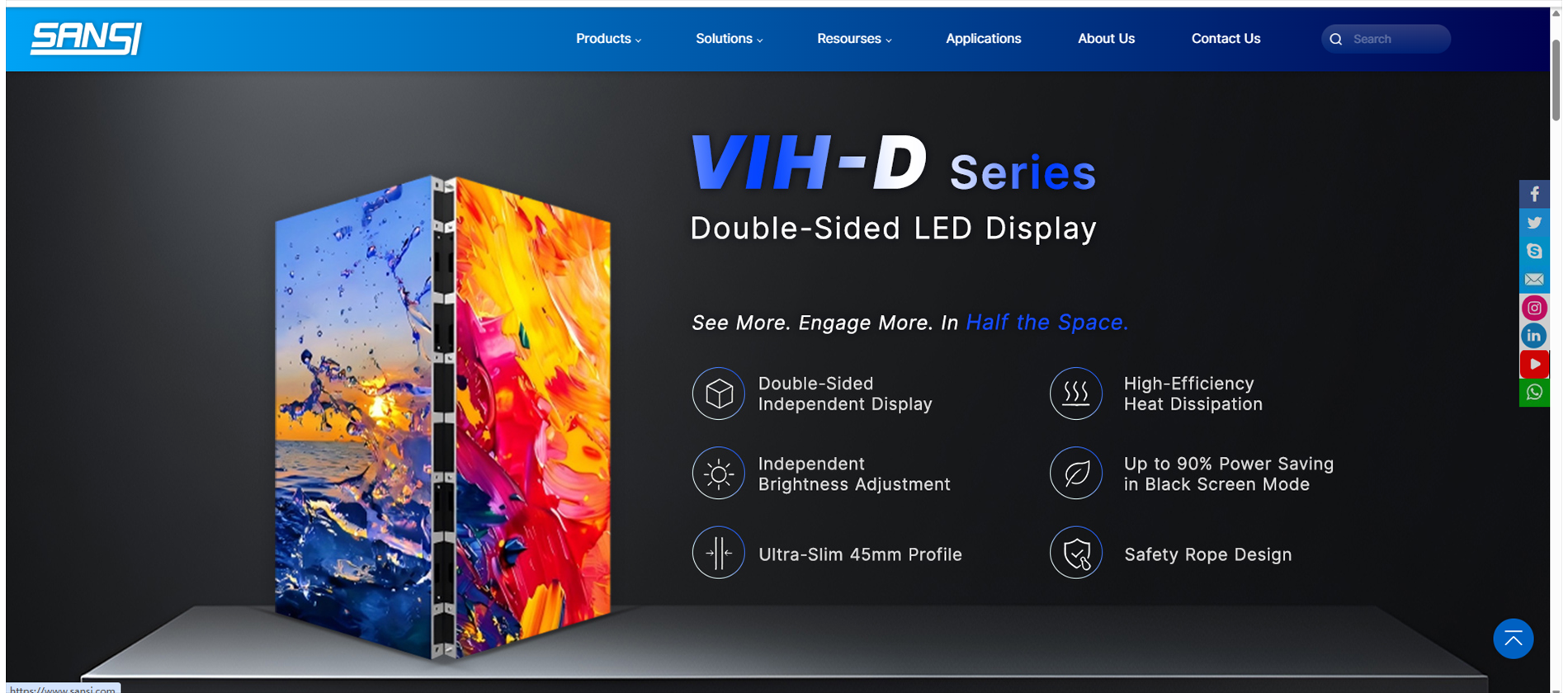 111 SANSI LED Display Manufacturer LED Display Manufacturer in China EagerLED SANSI LED display manufacturer banner featuring the VIH D double sided LED display