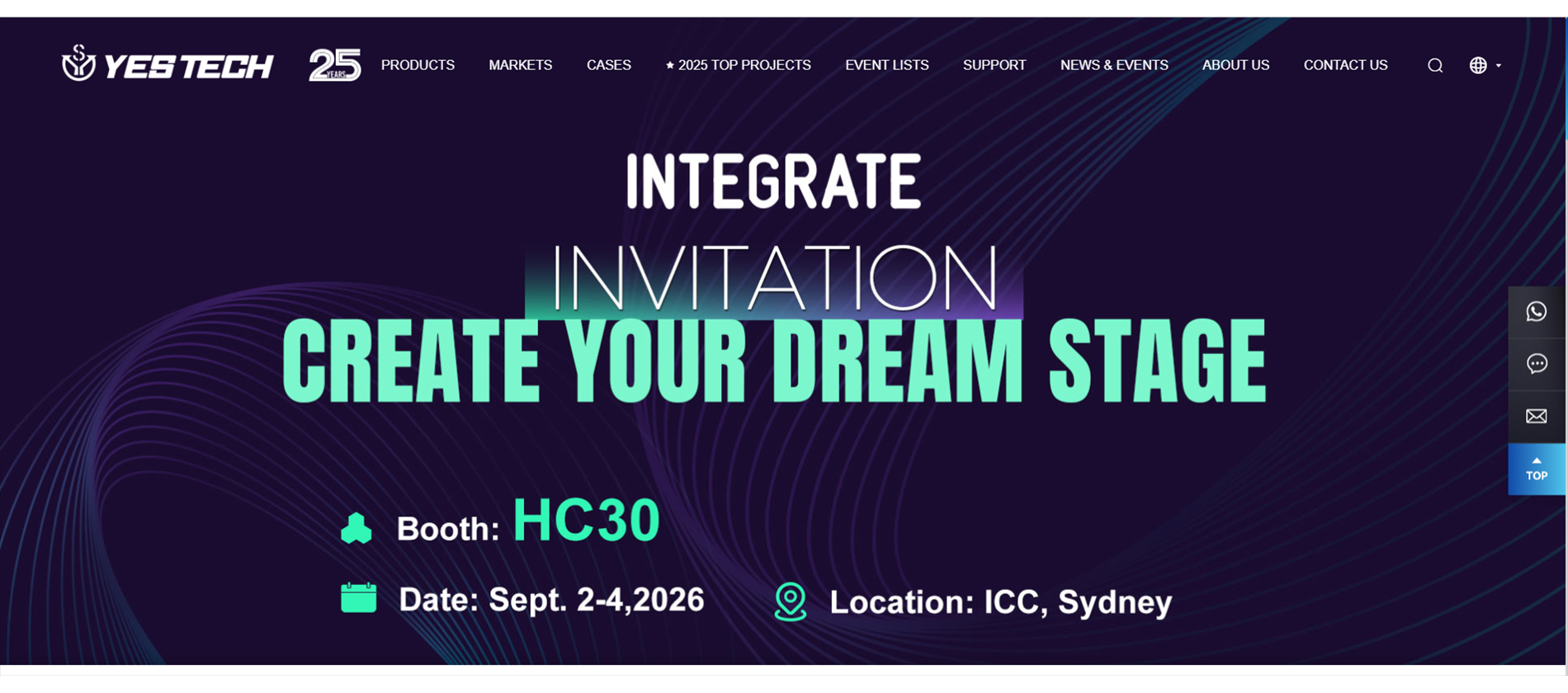 113 YES TECH LED Display Manufacturer LED Display Manufacturer in China EagerLED YES TECH LED display manufacturer event banner for Integrate 2026 in Sydney
