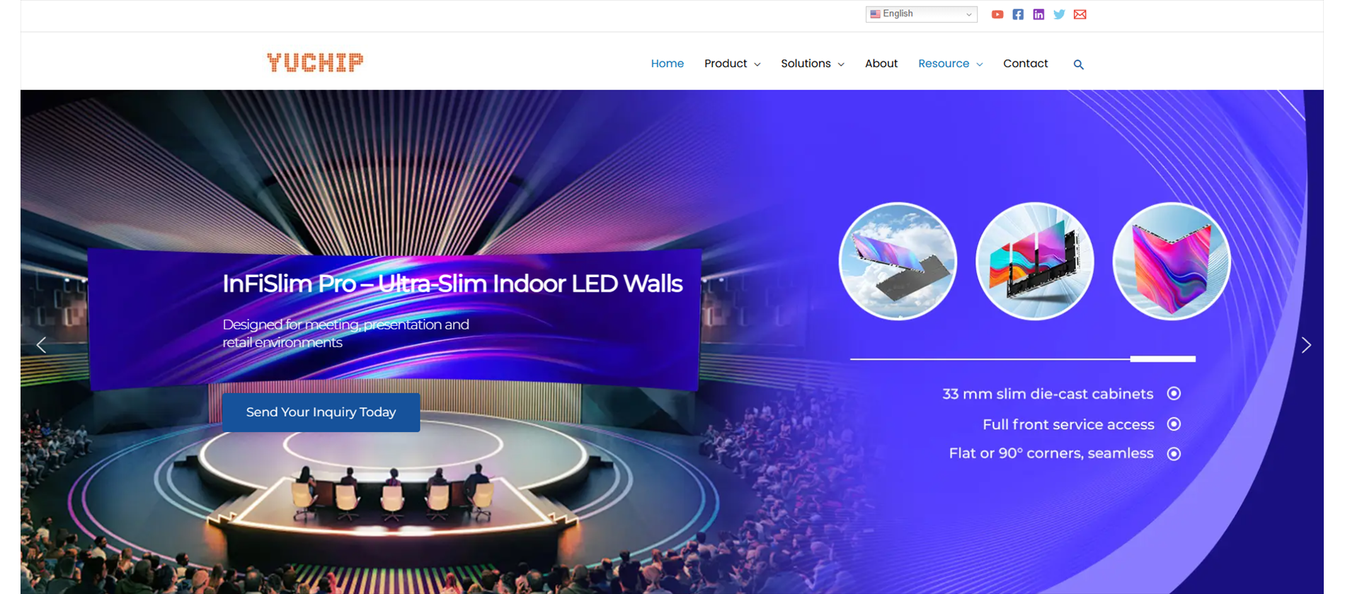 115 YUCHIP LED Display Manufacturer LED Display Manufacturer in China EagerLED YUCHIP LED display manufacturer banner showing an ultra slim indoor LED video wall
