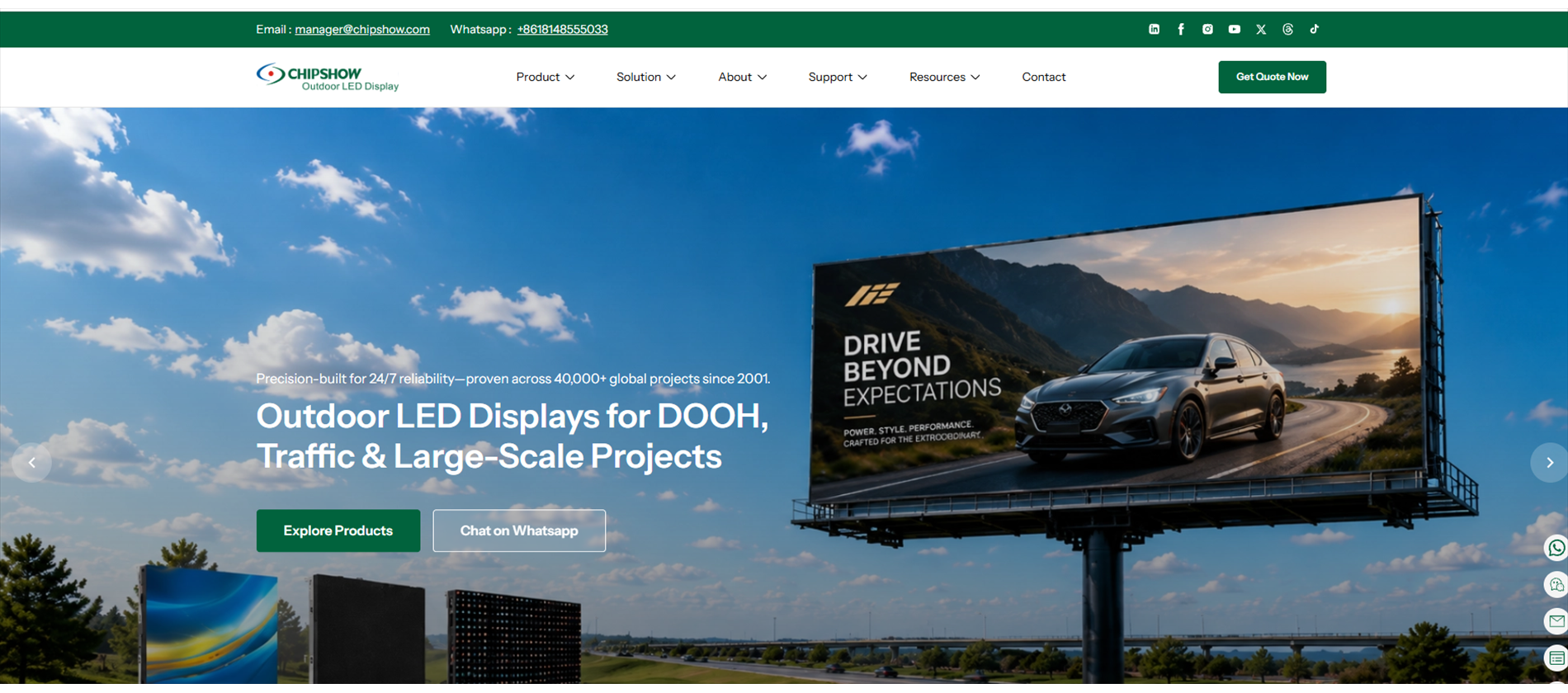 117 Chipshow LED Display Manufacturer LED Display Manufacturer in China EagerLED Chipshow LED display manufacturer outdoor LED billboard solution beside a highway