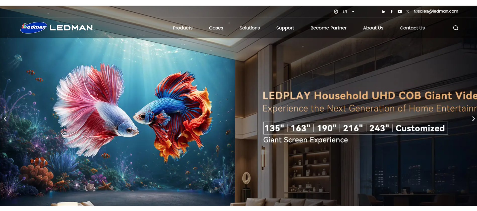 18 Ledman LED Display Manufacturer LED Display Manufacturer in China EagerLED Ledman LED display manufacturer homepage featuring a giant LED display in a living space