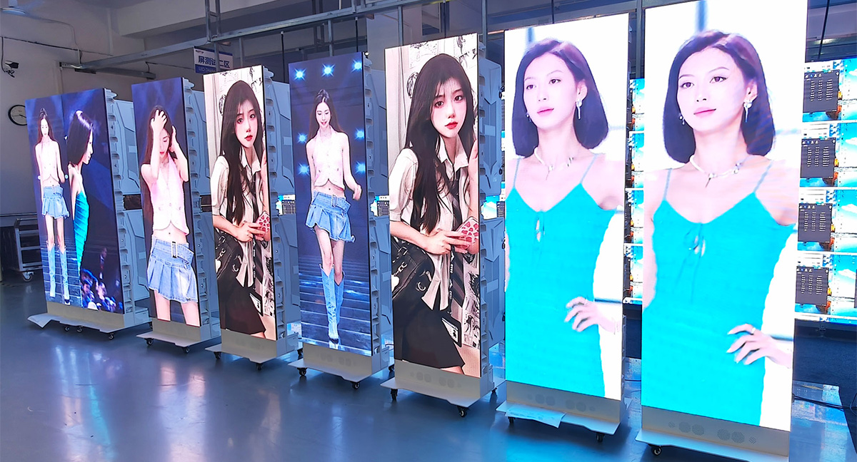 PosterLEDDisplay5 LED Display Manufacturer in China EagerLED Poster LED display used as a freestanding digital sign in a shop