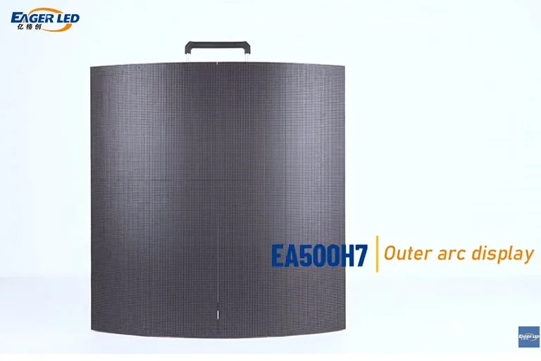 EagerLED EA500H7 flexible rental LED cabinet set to a convex outer arc
