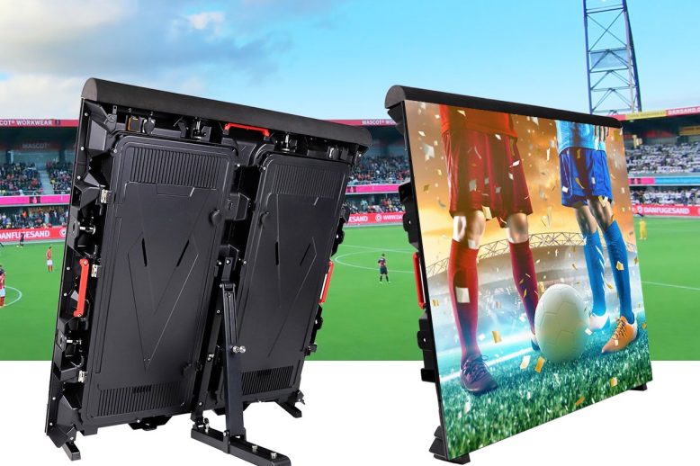 Front and rear views of EagerLED EA960SP4 stadium LED display cabinets