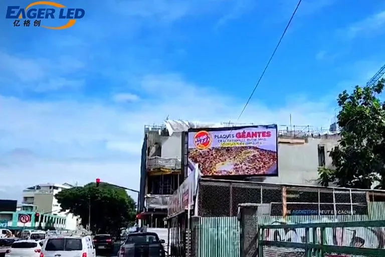 P5 outdoor LED billboard installed on top of a building in French Polynesia